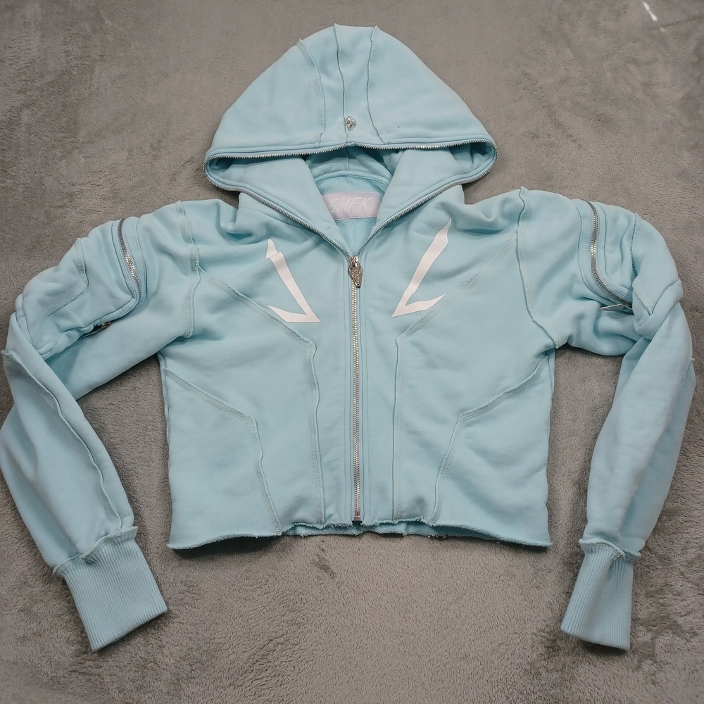 SMFK Jacket Womens 2 Blue Cropped Full Zip Hooded Daily